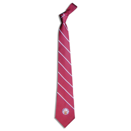 Single Emblem Woven Burgundy Tie